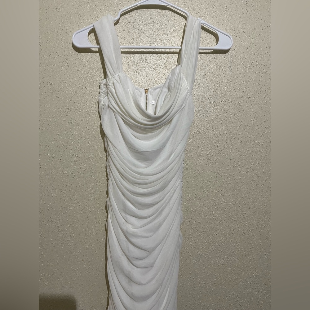 White stretch mini dress size S great for date night or event soft &comfortable